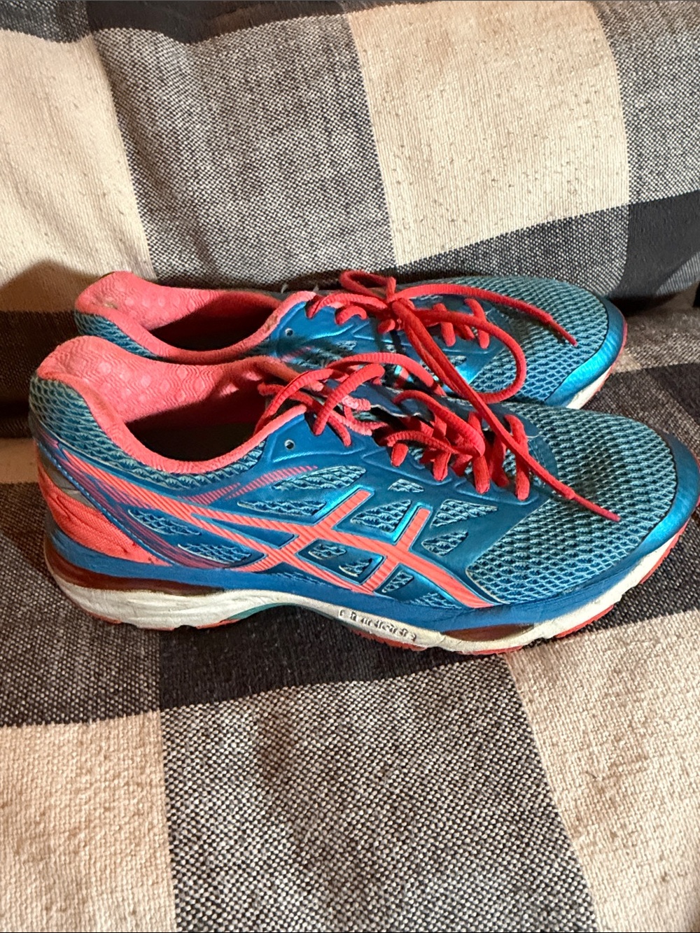 Asics Blue and Coral Women's Athletic Running Shoes